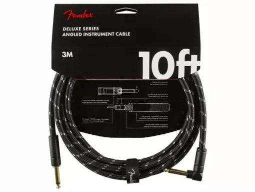 FENDER Deluxe Series Instrument Cable Straight/Angled 3m Black Tweed