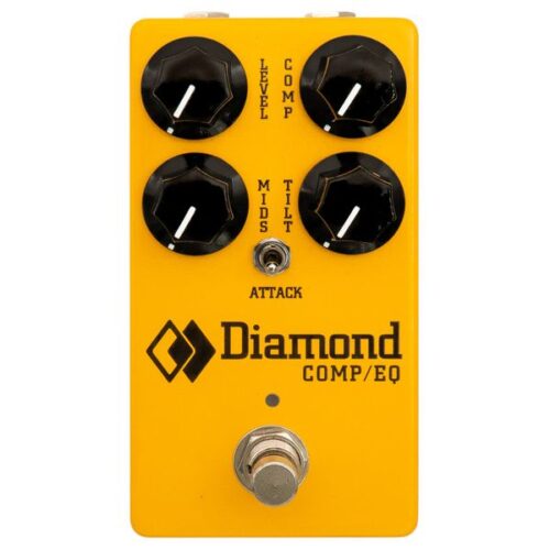 Diamond Guitar Compressor EQ vista frontale con controlli di sustain, livello e tonalità.