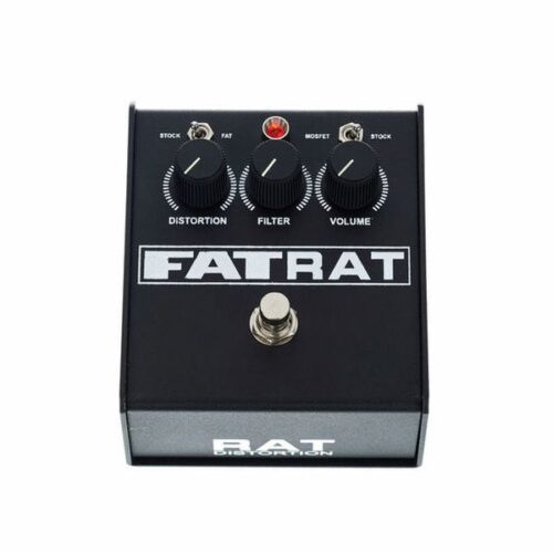 ProCo Fat RAT Distortion vista frontale con manopole Distortion, Filter e Volume